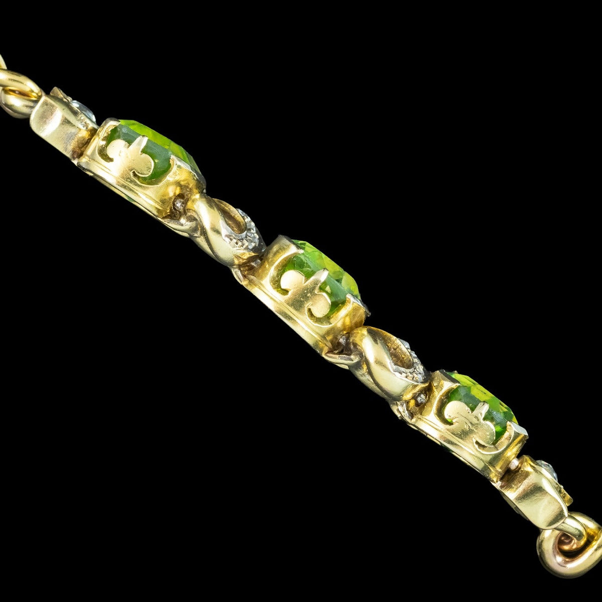 Antique Victorian Peridot Diamond Bracelet 18ct Gold