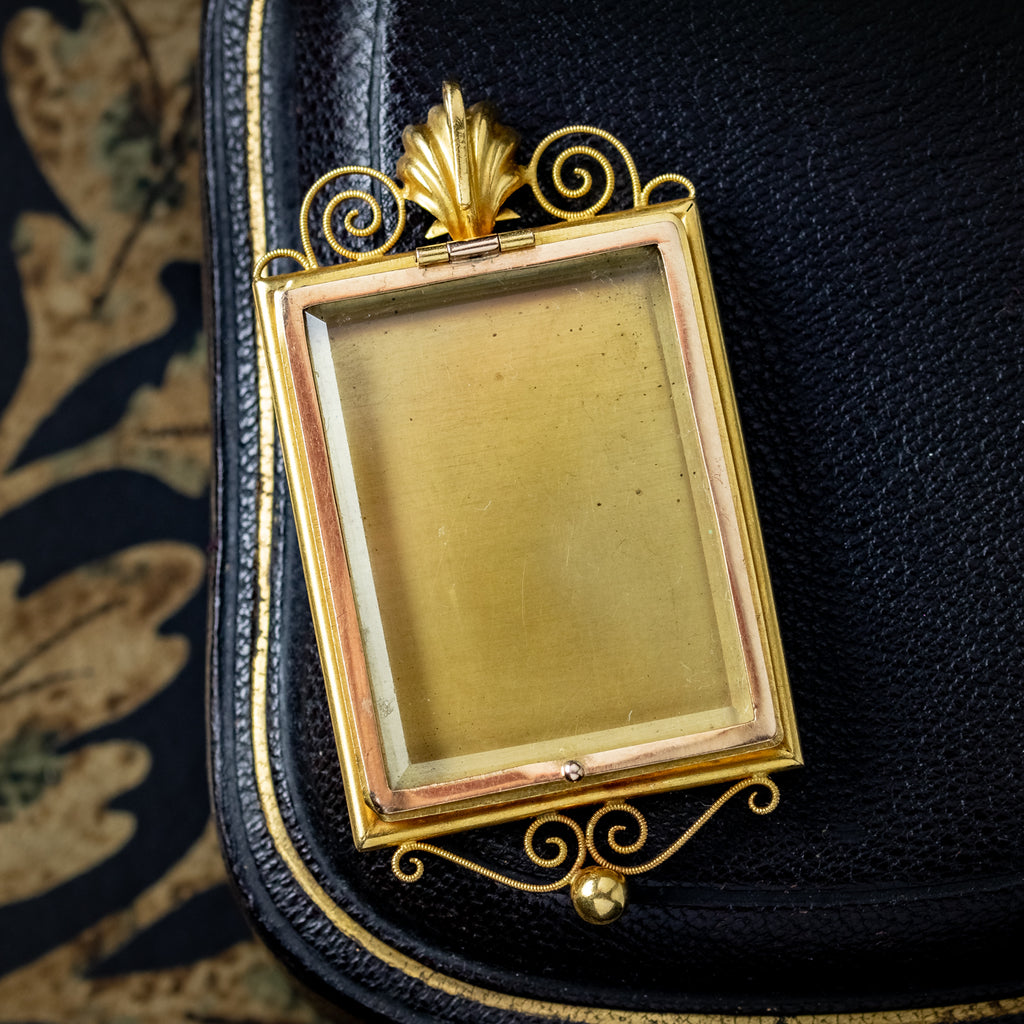 Antique Victorian Pietra Dura Flower Locket 18ct Gold 