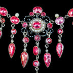 Antique Victorian Pink Paste Pearl Dropper Necklace Silver