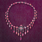 Antique Victorian Pink Paste Pearl Dropper Necklace Silver