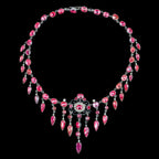 Antique Victorian Pink Paste Pearl Dropper Necklace Silver