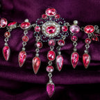 Antique Victorian Pink Paste Pearl Dropper Necklace Silver