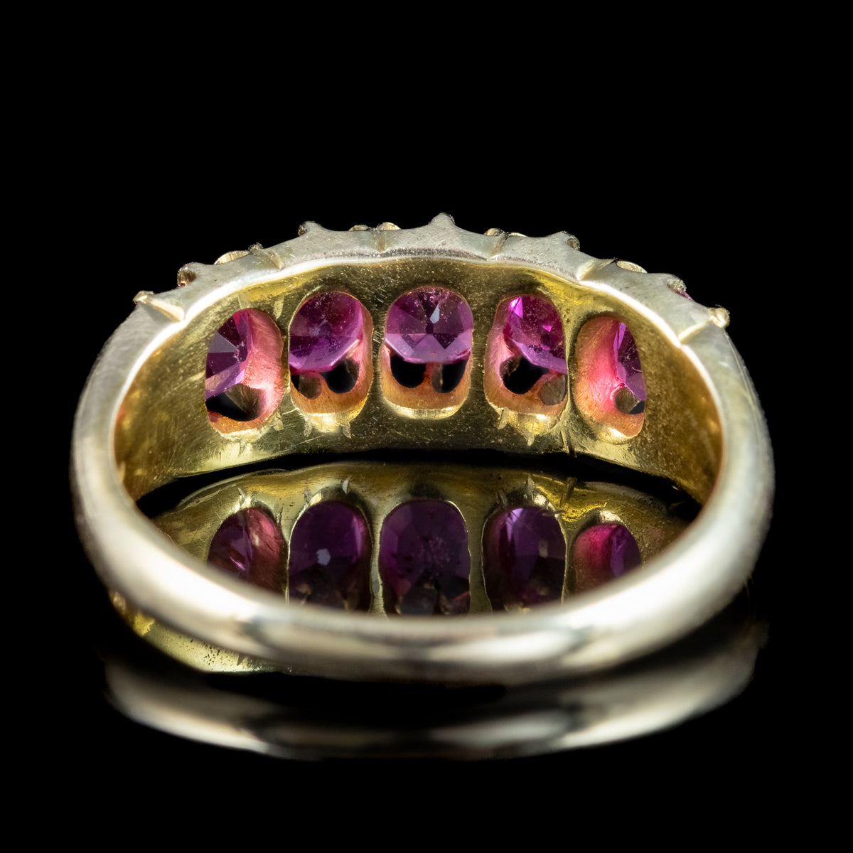 Antique Victorian Pink Sapphire Five Stone Ring 1.7ct Total With Cert 