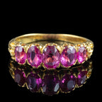 Antique Victorian Pink Sapphire Five Stone Ring 1.9ct Total