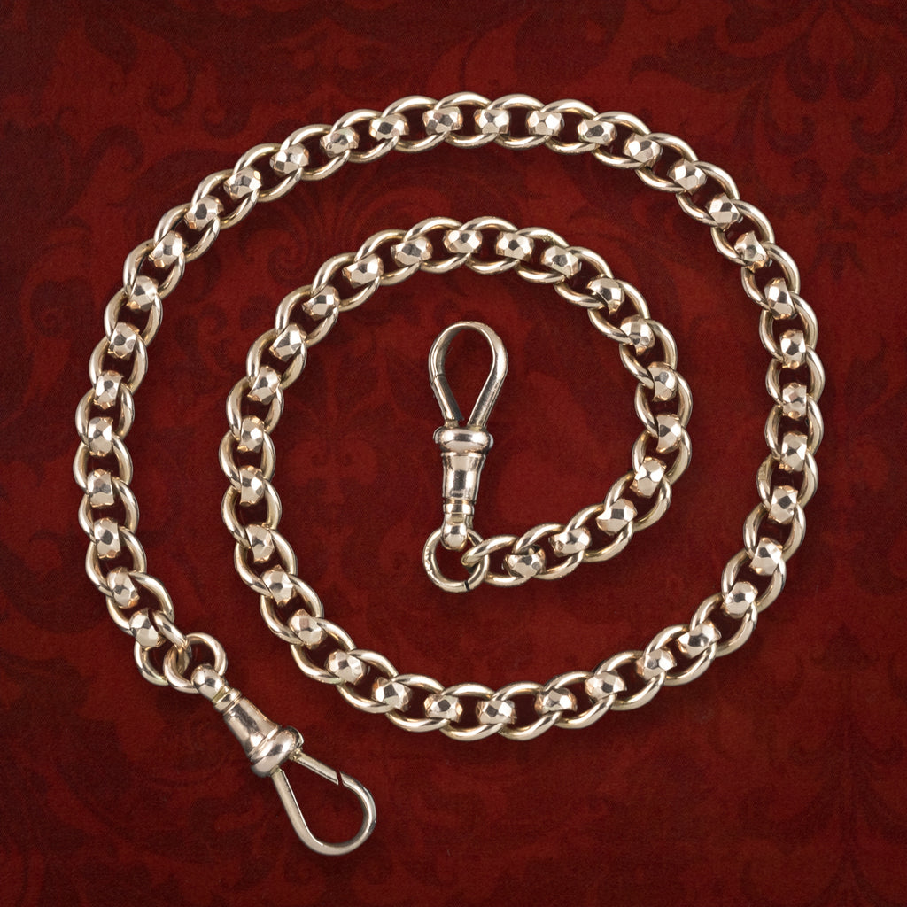Antique Victorian Rollerball Albert Chain 9ct Gold 