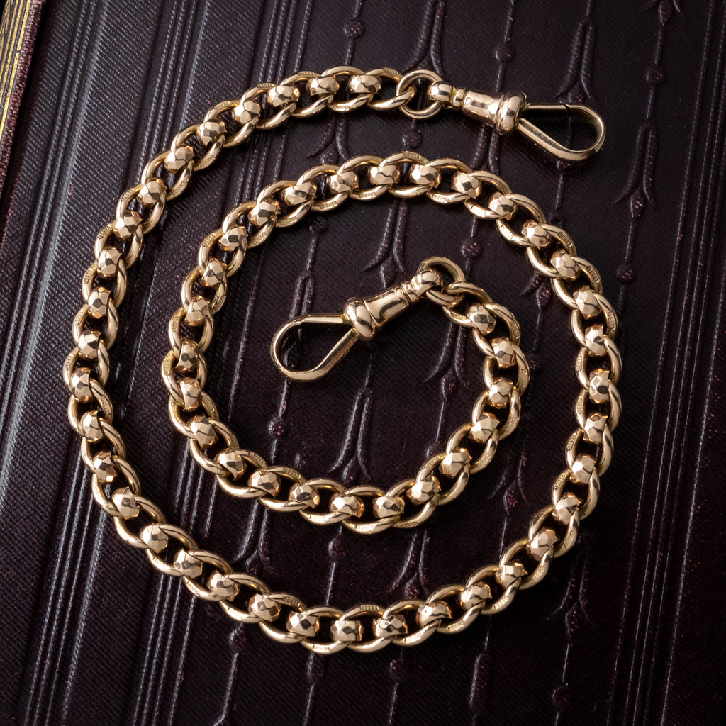Antique Victorian Rollerball Albert Chain 9ct Gold 