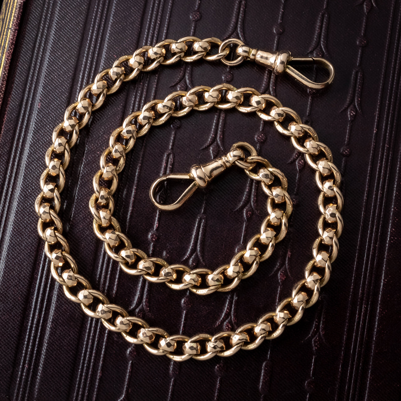 Antique Victorian Rollerball Albert Chain 9ct Gold 