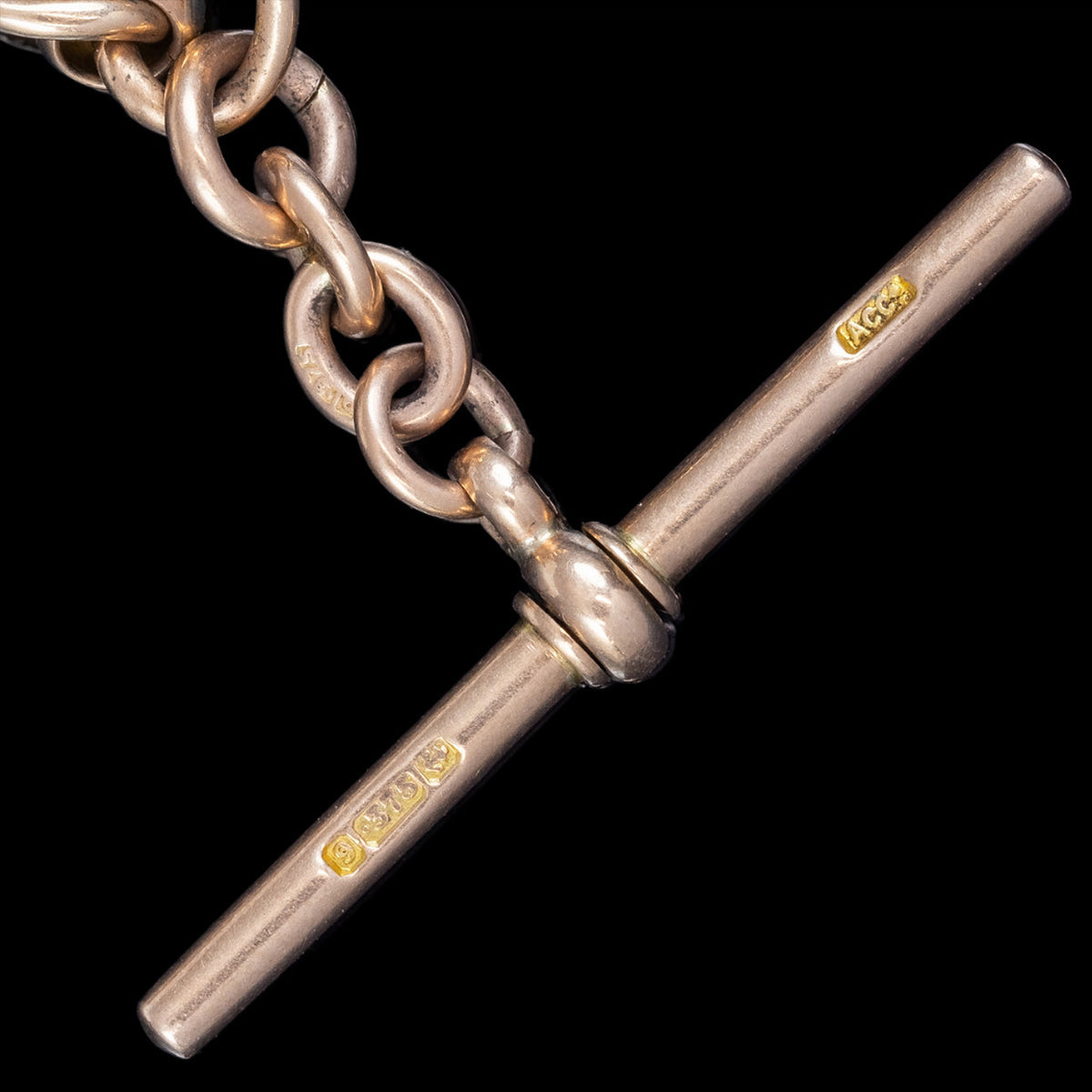 Antique Victorian Rollerball Albert Chain 9ct Rose Gold 16 Inch Dated 1900