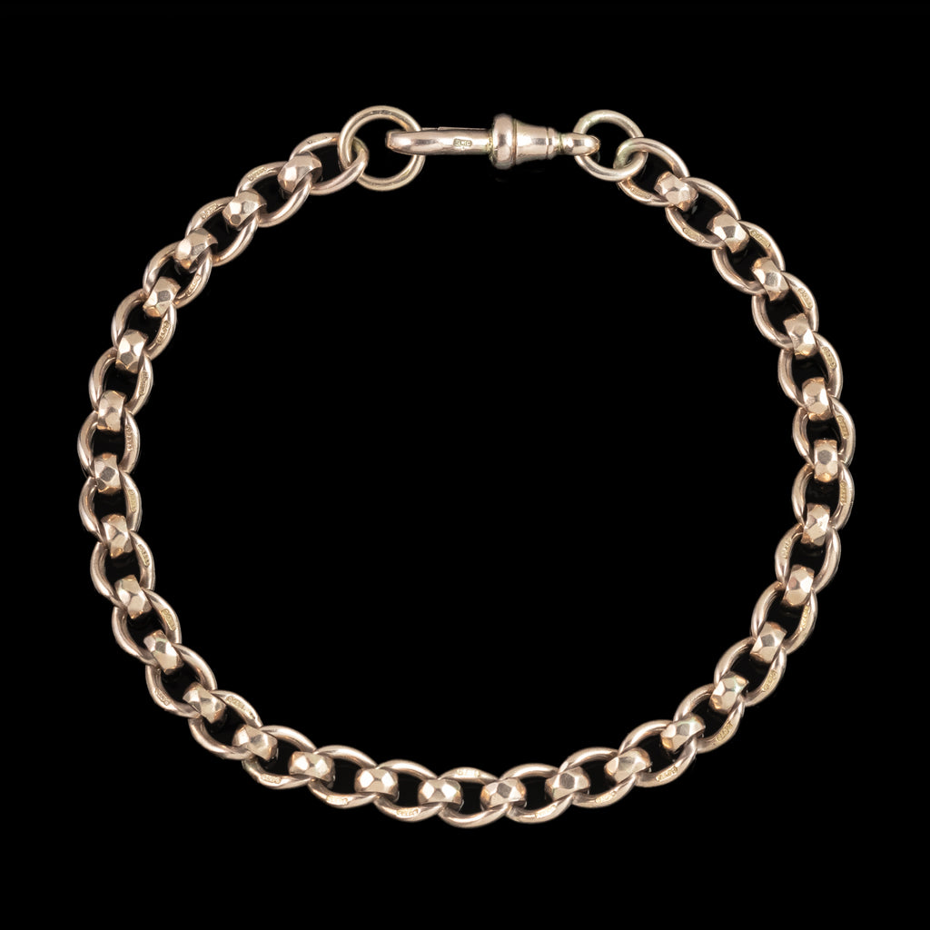 Antique Victorian Rollerball Albert Chain Bracelet 9ct Gold