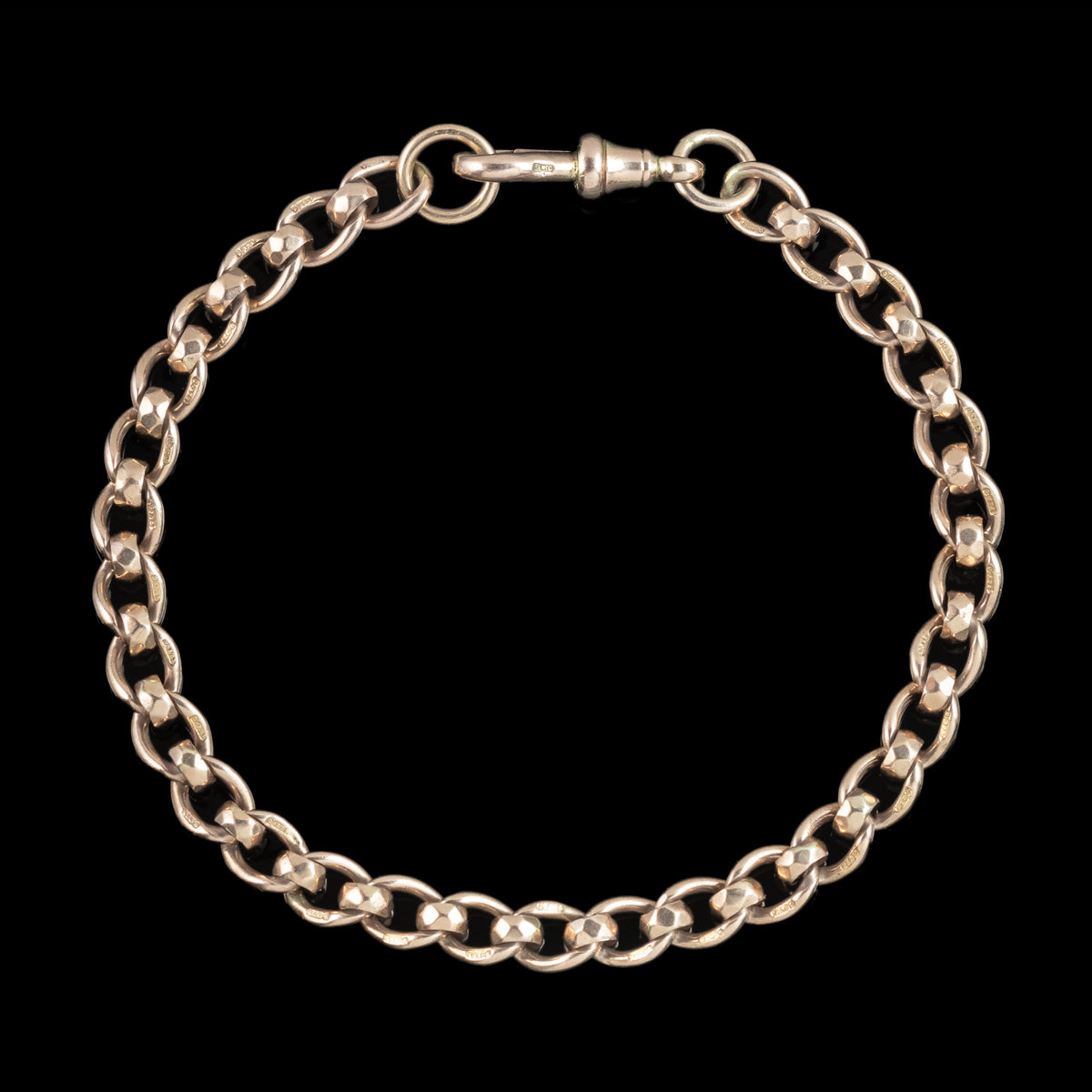 Antique Victorian Rollerball Albert Chain Bracelet 9ct Gold