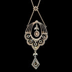 Antique Victorian Rose Cut Diamond Lavaliere Necklace 15ct Gold 3.2ct Total