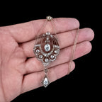 Antique Victorian Rose Cut Diamond Lavaliere Necklace 15ct Gold 3.2ct Total