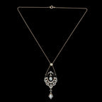 Antique Victorian Rose Cut Diamond Lavaliere Necklace 15ct Gold 3.2ct Total
