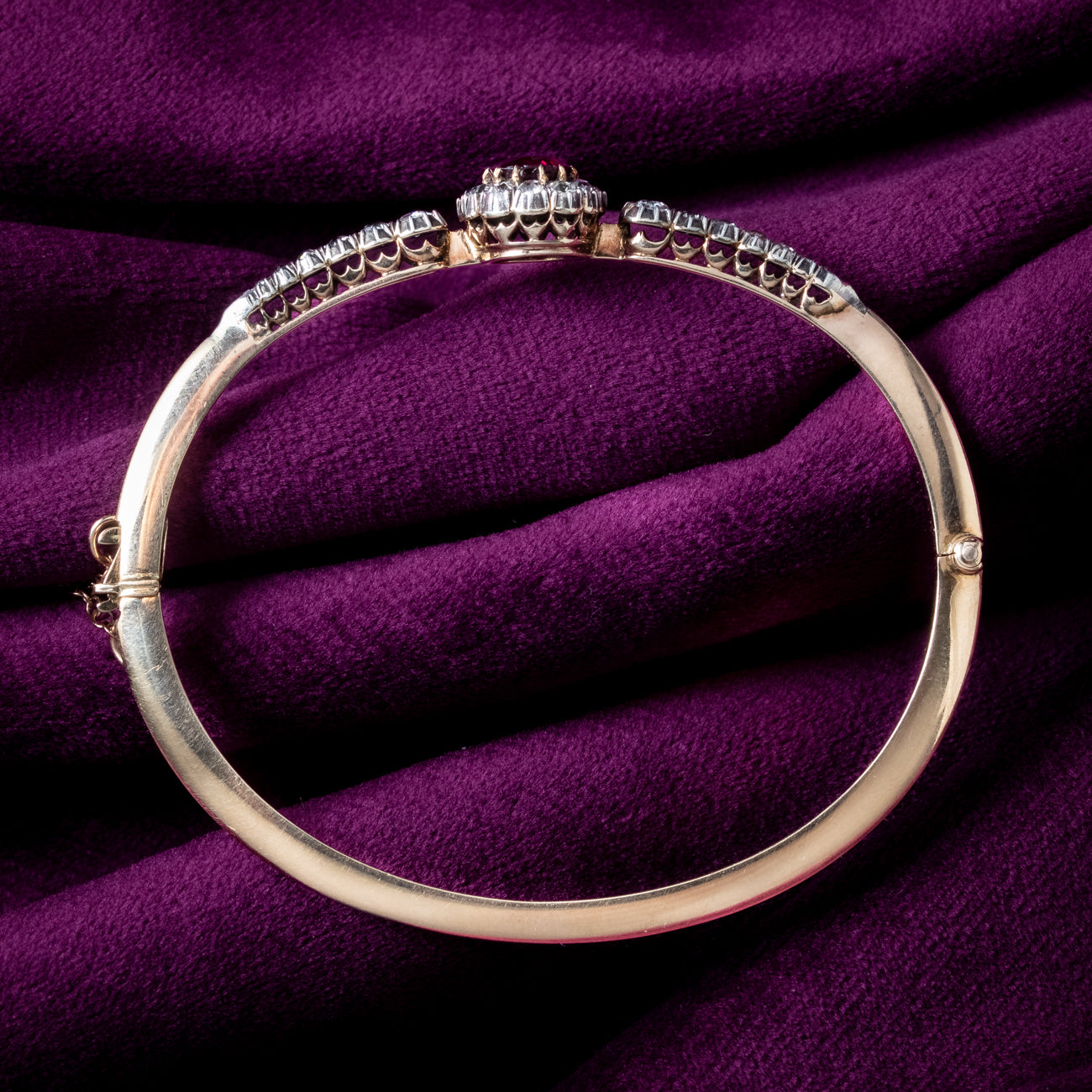 Antique Victorian Ruby Diamond Bangle 18ct Gold 1.75ct Ruby Secondary image