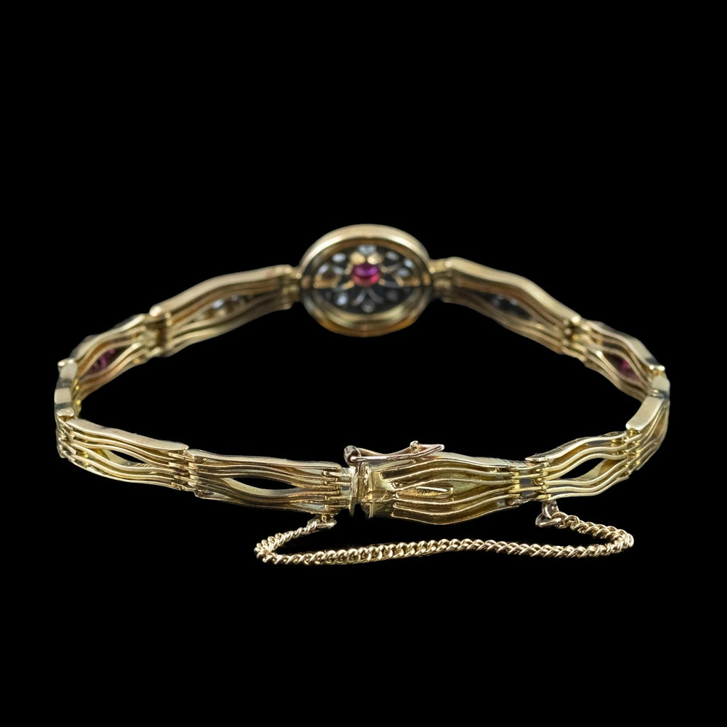 Antique Victorian Ruby Diamond Bracelet 18ct Gold