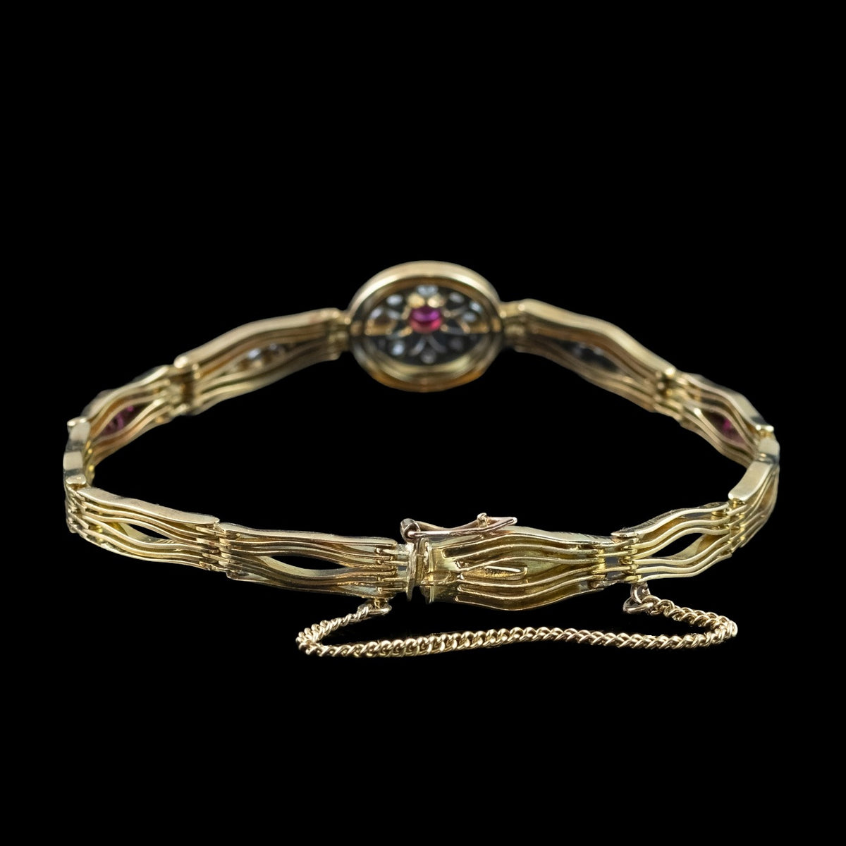 Antique Victorian Ruby Diamond Bracelet 18ct Gold