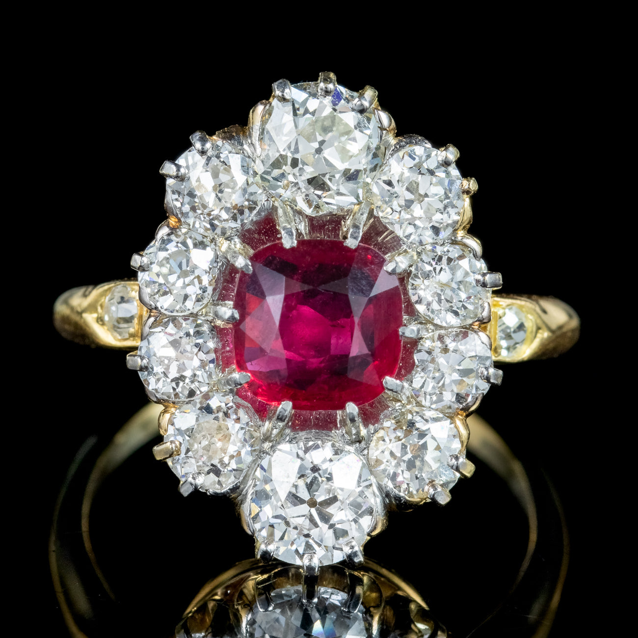 Antique Victorian Ruby Diamond Cluster Ring 1.15ct Ruby With Cert Secondary image
