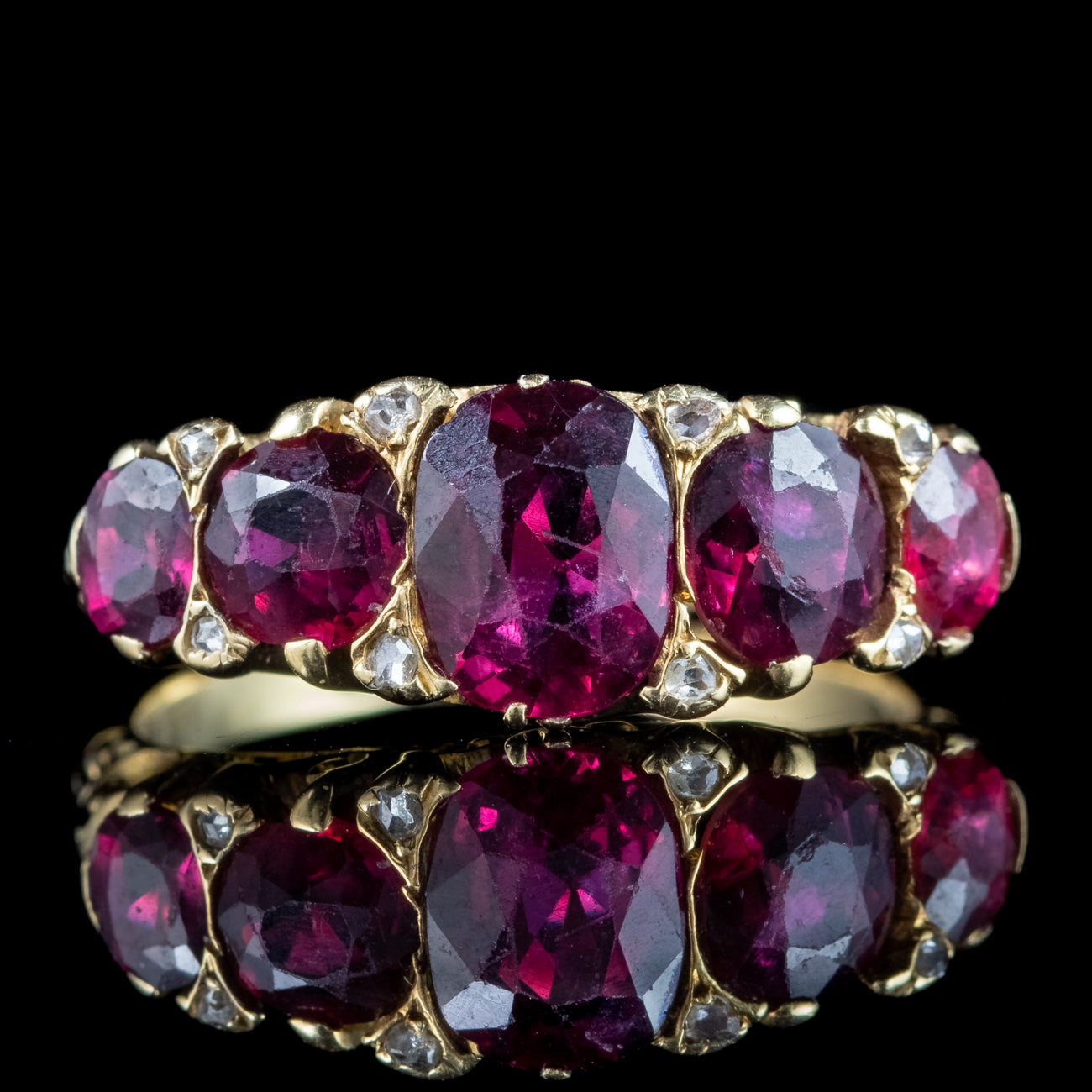Antique Victorian Ruby Diamond Five Stone Ring 2.6ct Rubies With Cert Secondary image