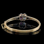 Antique Victorian Ruby Diamond Heart Bangle Silver 18ct Gold 