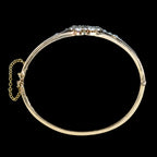 Antique Victorian Ruby Diamond Heart Bangle Silver 18ct Gold 