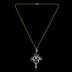 Antique Victorian Ruby Diamond Pearl Pendant Necklace 0.90ct Ruby