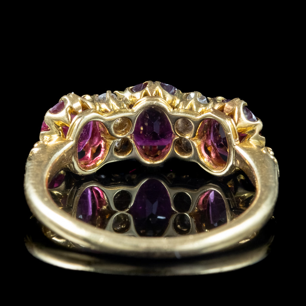 Antique Victorian Ruby Diamond Ring 2.2ct Of Ruby