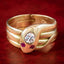 Antique Victorian Ruby Diamond Snake Ring 0.30ct Diamond Dated 1887
