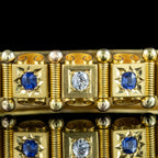 Antique Victorian Sapphire Diamond Bangle 18ct Gold With Box