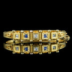 Antique Victorian Sapphire Diamond Bangle 18ct Gold With Box