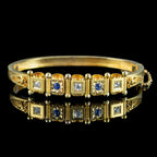Antique Victorian Sapphire Diamond Bangle 18ct Gold With Box