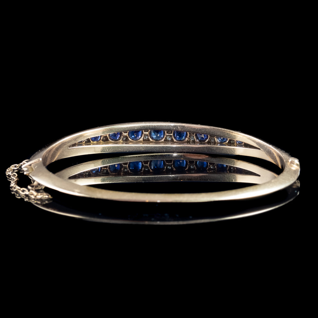 Antique Victorian Sapphire Diamond Bangle 15ct Gold 