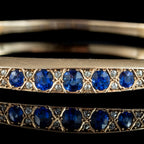 Antique Victorian Sapphire Diamond Bangle 15ct Gold 