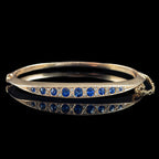 Antique Victorian Sapphire Diamond Bangle 15ct Gold 