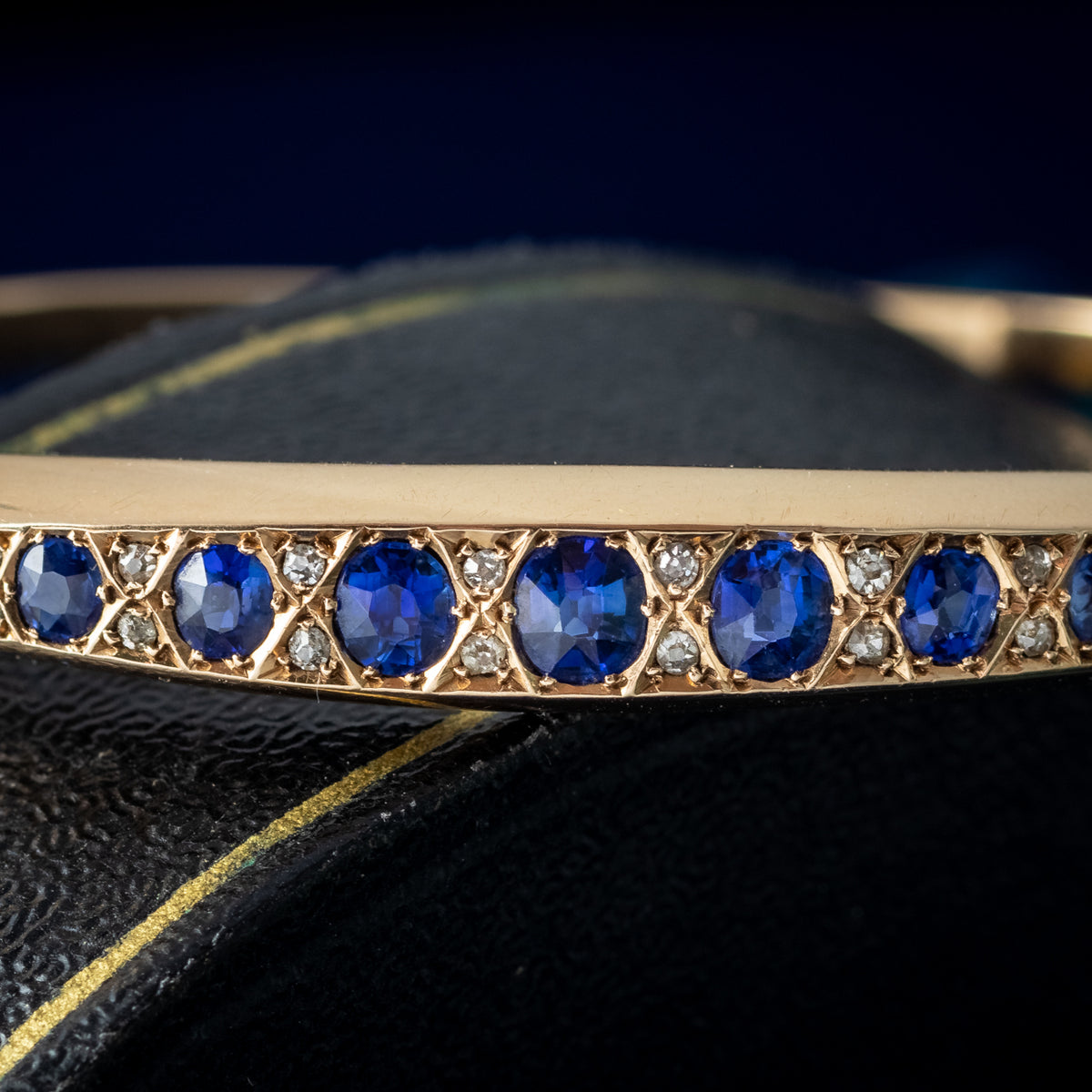 Antique Victorian Sapphire Diamond Bangle 15ct Gold 