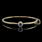 Antique Victorian Sapphire Diamond Cluster Bangle 18ct Gold