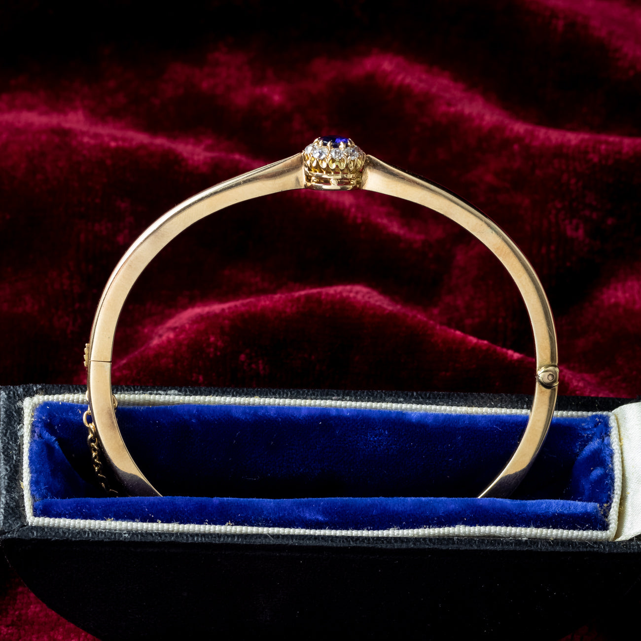 Antique Victorian Sapphire Diamond Cluster Bangle 18ct Gold Secondary image