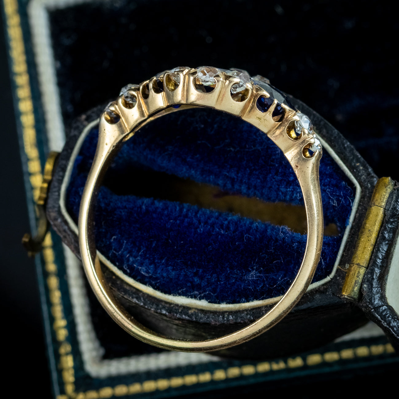 Antique Victorian Sapphire Diamond Cluster Ring 1.8ct Sapphire With Cert Secondary image