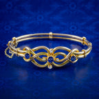 Antique Victorian Sapphire Diamond Love Knot Bangle 15ct Gold 