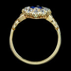 Antique Victorian Sapphire Diamond Navette Cluster Ring 1ct Sapphire
