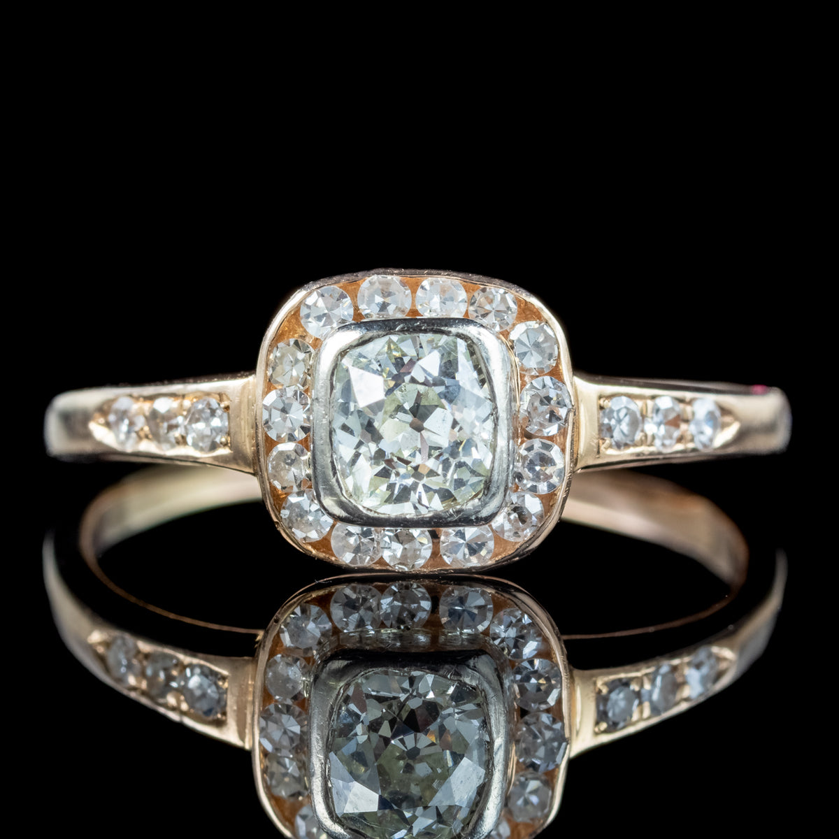 Antique Victorian Diamond Cluster Ring 1ct Total