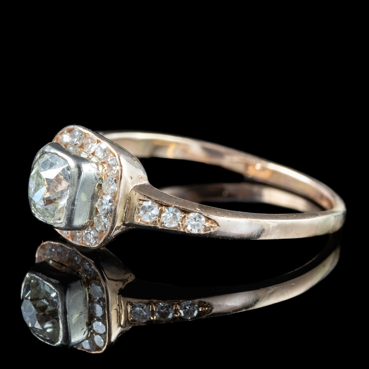 Antique Victorian Diamond Cluster Ring 1ct Total