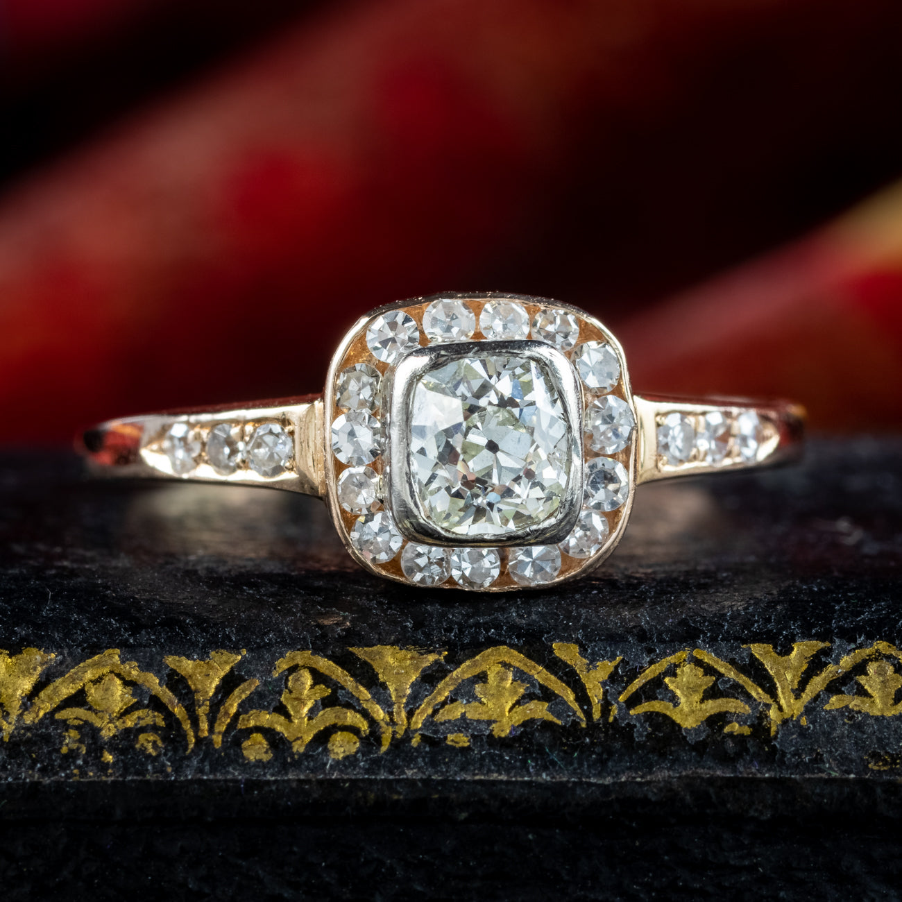 Antique Victorian Diamond Cluster Ring 1ct Total
