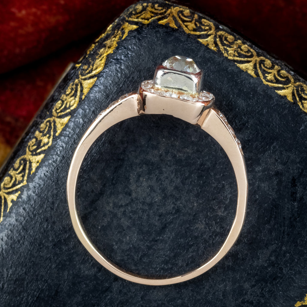 Antique Victorian Diamond Cluster Ring 1ct Total