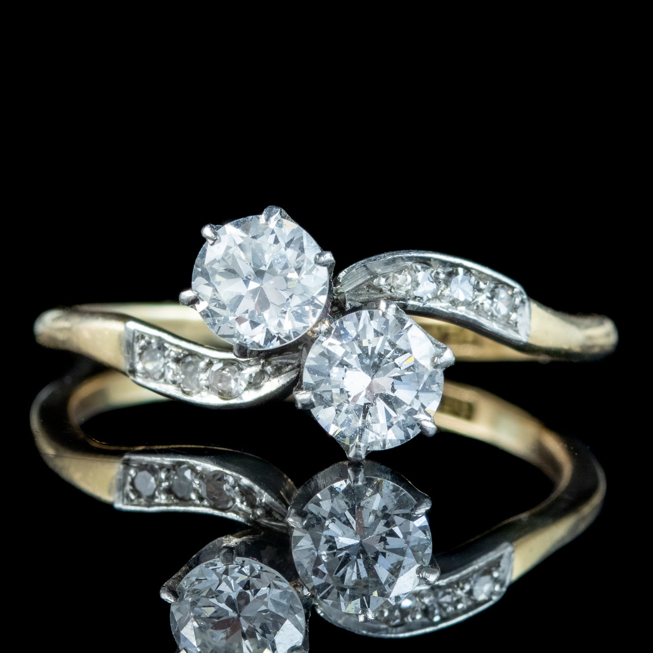 Antique Victorian Toi Et Moi Diamond Twist Ring 1.2ct Total Secondary image