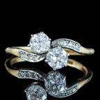 Antique Victorian Toi Et Moi Diamond Twist Ring 1.2ct Total