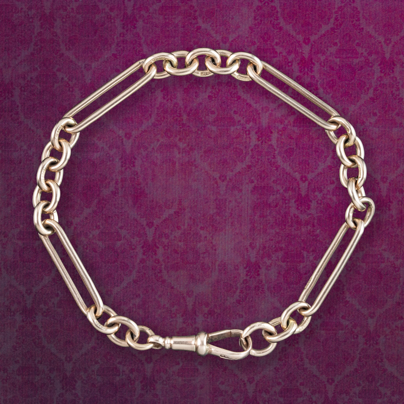 Antique Victorian Trombone Albert Chain Bracelet 9ct Gold 