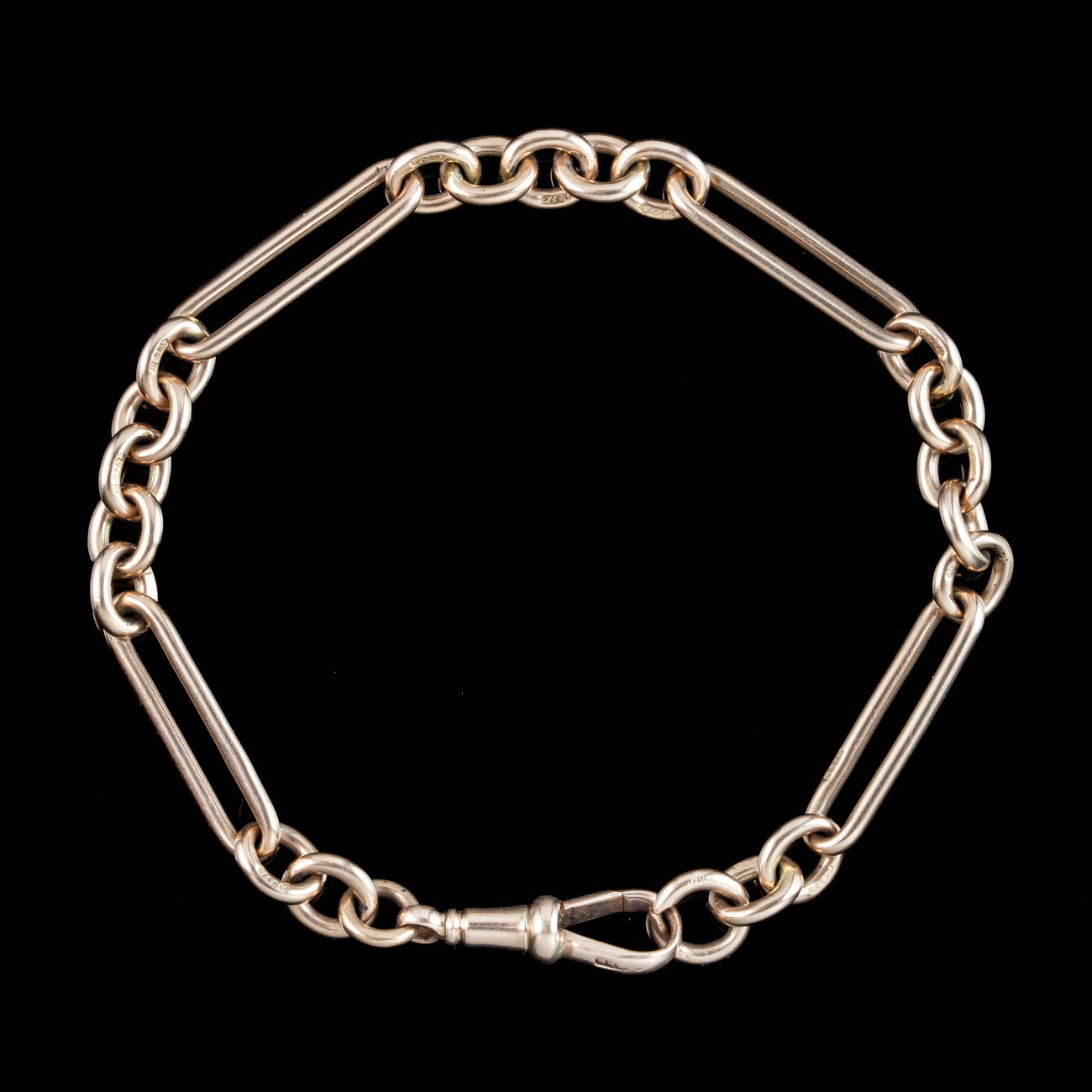 Antique Victorian Trombone Albert Chain Bracelet 9ct Gold Secondary image