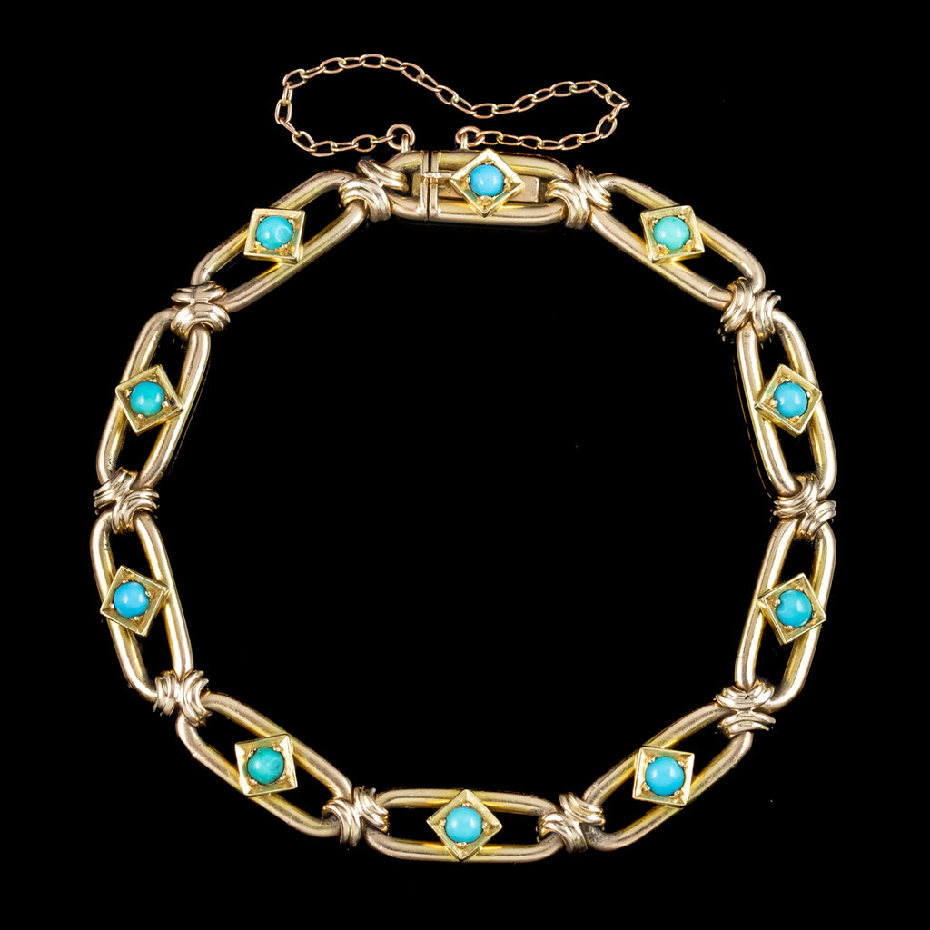 Antique Victorian Turquoise Bracelet 15ct Gold 