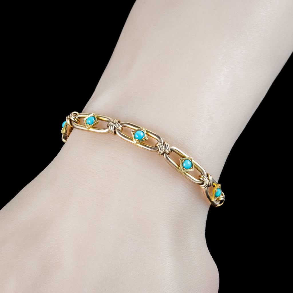 Antique Victorian Turquoise Bracelet 15ct Gold 
