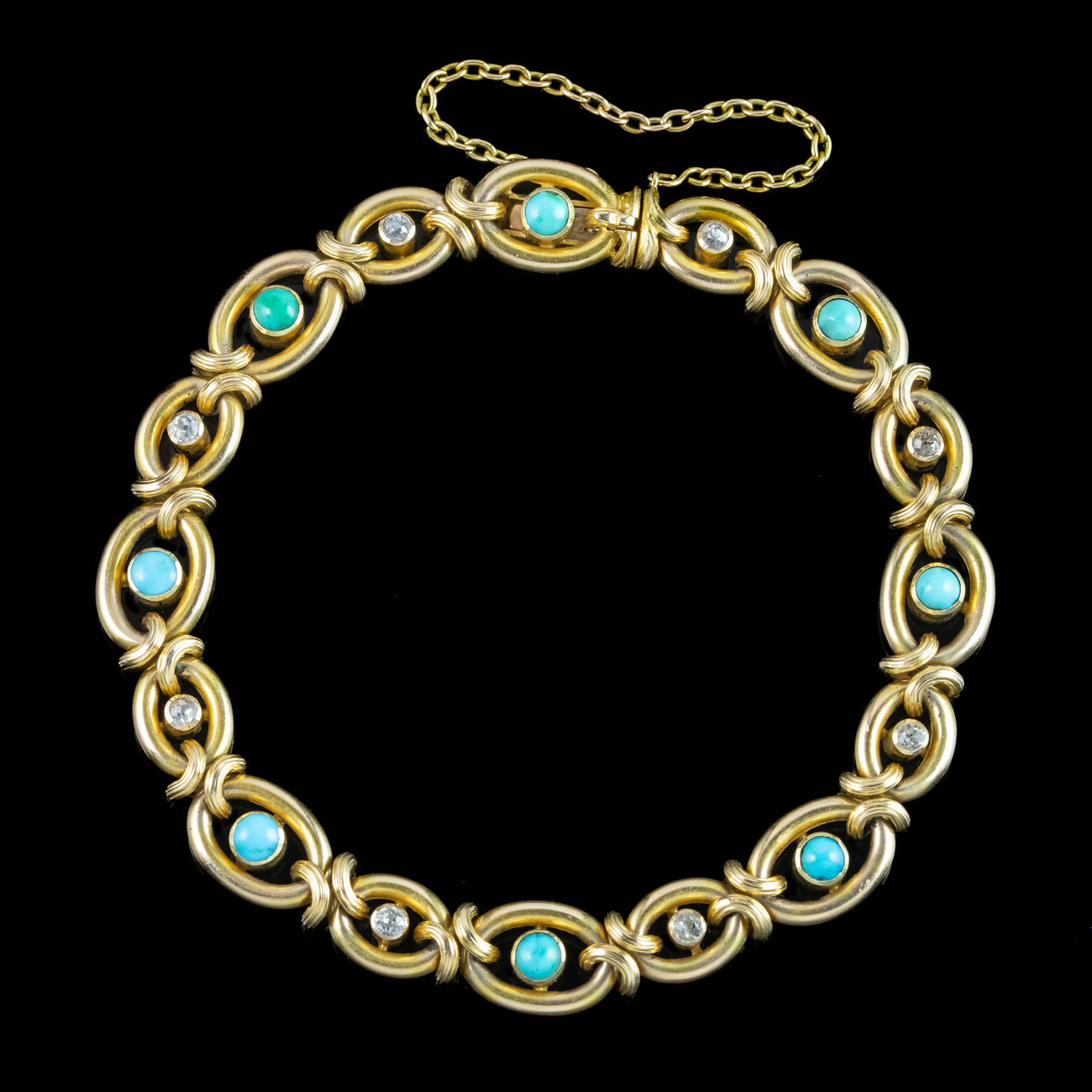 Antique Victorian Turquoise Diamond Bracelet 15ct Gold Secondary image